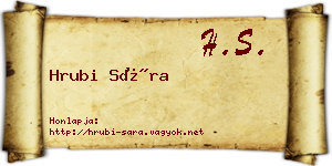 Hrubi Sára névjegykártya